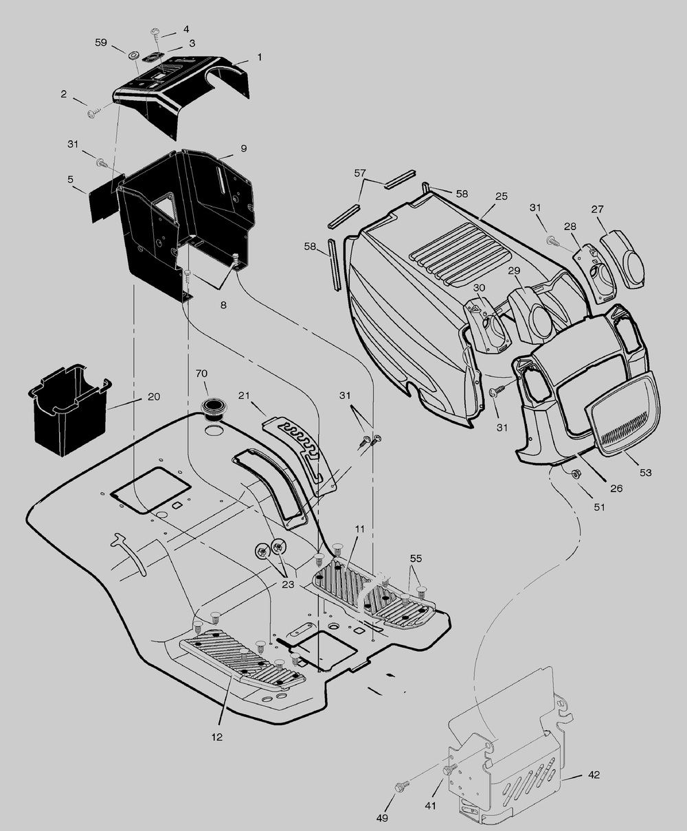 Hood And Dash Diagram and Parts List for 461005X68A 2004 Briggs and Stratton Lawn Tractor